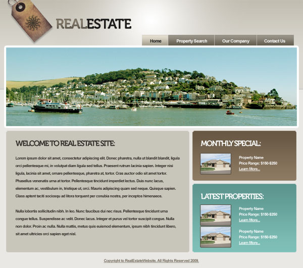 Макет сайта недвижимости в фотошопе