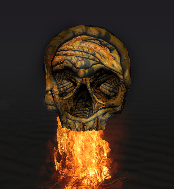 Огненный череп в фотошопе