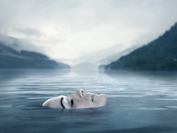 Реалистичная картина на озере в фотошопе