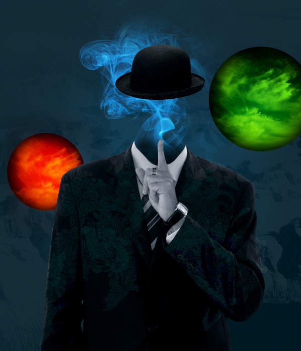 Сюрреалистичная картина с человеком из дыма в Фотошопе