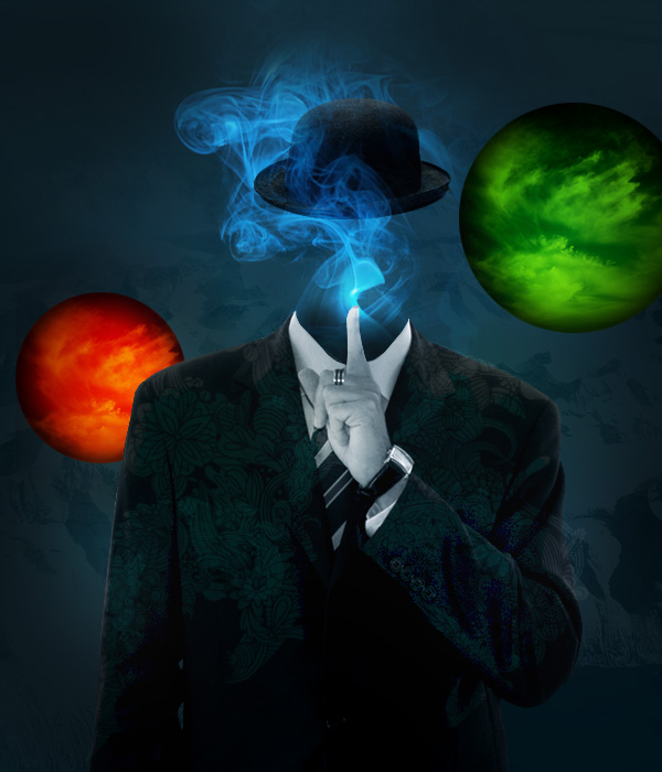 Сюрреалистичная картина с человеком из дыма в Фотошопе